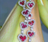 Magnificent Ruby Heart Earrings with Diamonds