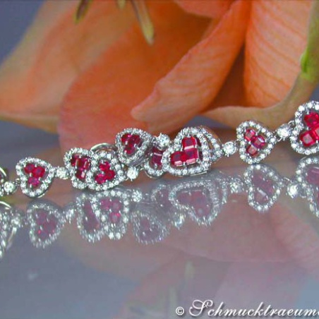 Magnificent Ruby Heart Earrings with Diamonds