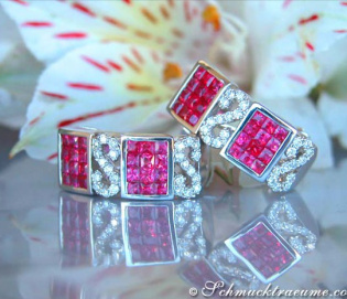 Attractive Ruby Earrings with Diamonds
