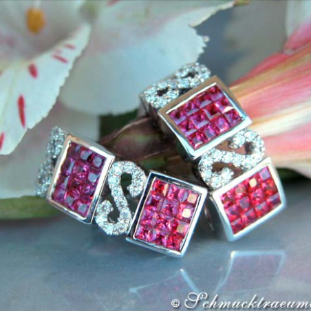 Attractive Ruby Earrings with Diamonds