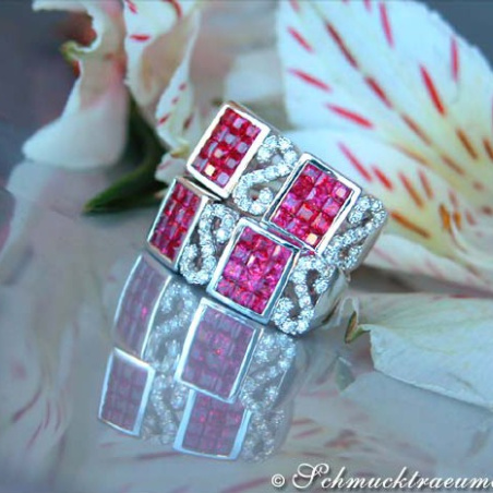 Attractive Ruby Earrings with Diamonds