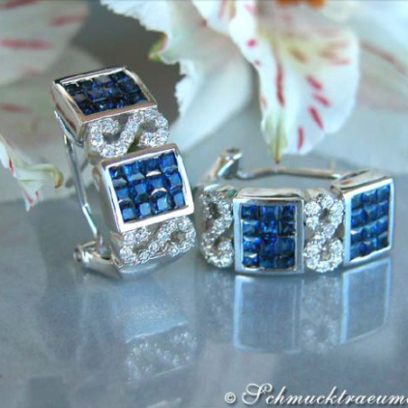 Enchanting Sapphire Earrings with Diamonds