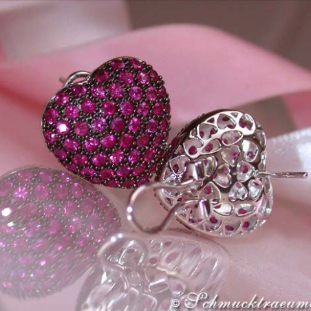 Enchanting Ruby Heart Earrings