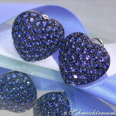 Pretty Sapphire Heart Earrings