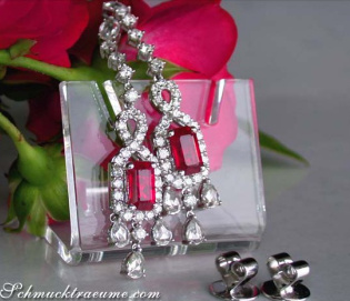 Fabulous Burmese Ruby Earrings with Diamonds
