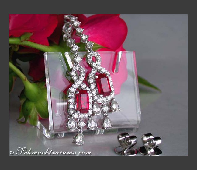 Fabulous Burmese Ruby Earrings with Diamonds Fabulous Burmese Ruby Earrings with Diamonds