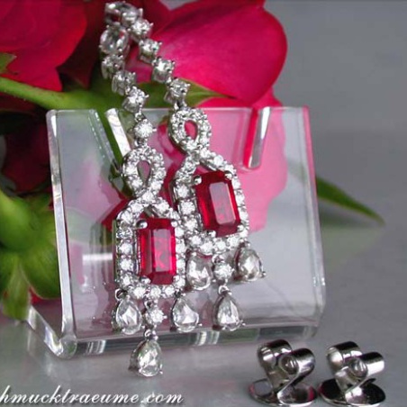 Fabulous Burmese Ruby Earrings with Diamonds