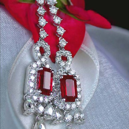Fabulous Burmese Ruby Earrings with Diamonds