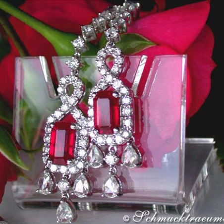 Fabulous Burmese Ruby Earrings with Diamonds