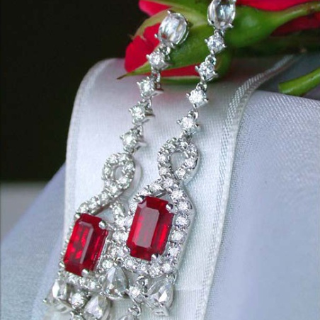 Fabulous Burmese Ruby Earrings with Diamonds