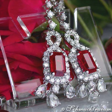 Fabulous Burmese Ruby Earrings with Diamonds
