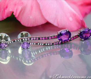Magnificent Amethyst Earrings with Rubies, Sapphires and Diamonds