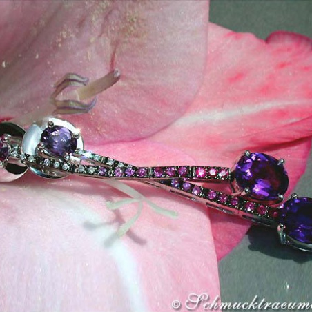 Magnificent Amethyst Earrings with Rubies, Sapphires and Diamonds