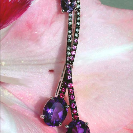 Magnificent Amethyst Earrings with Rubies, Sapphires and Diamonds