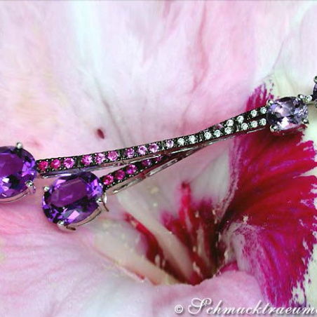 Magnificent Amethyst Earrings with Rubies, Sapphires and Diamonds