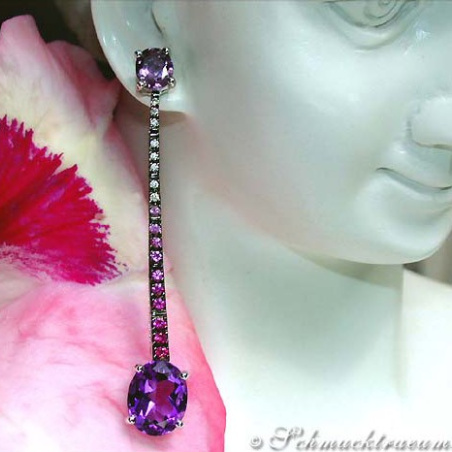 Magnificent Amethyst Earrings with Rubies, Sapphires and Diamonds