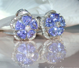 Graceful Tanzanite Blossom Stud Earrings with Diamonds