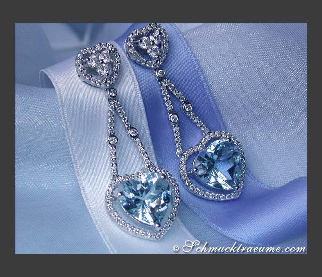 Aquamarin Ohrringe mit Brillanten