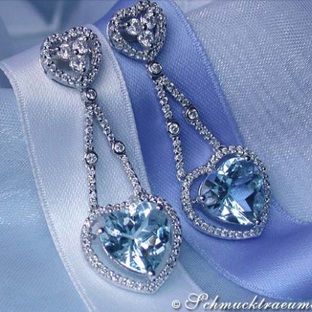 Aquamarin Ohrringe mit Brillanten