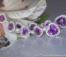 Exquisite Amethyst Heart Earrings with Diamonds