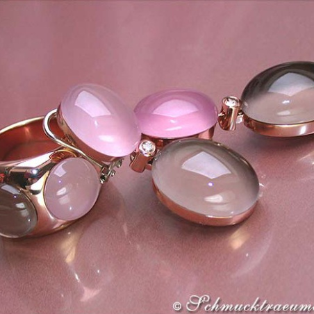 Magnificent Rose Quartz, Smoky Quartz & Diamond Earrings
