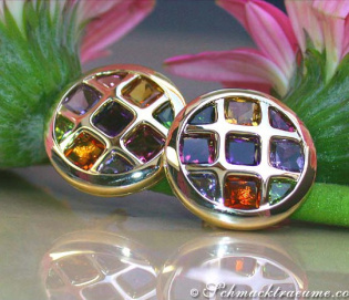 Sparkling Multicolor Gemstone Stud Earrings