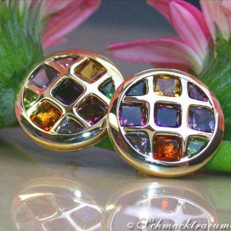 Sparkling Multicolor Gemstone Stud Earrings