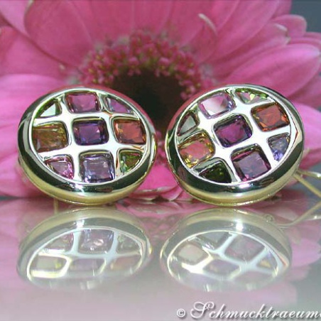Sparkling Multicolor Gemstone Stud Earrings