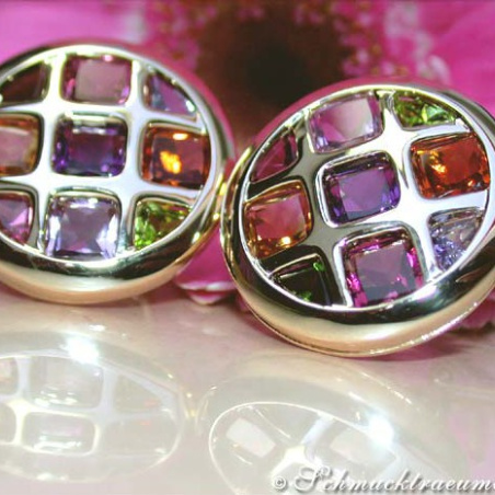 Sparkling Multicolor Gemstone Stud Earrings