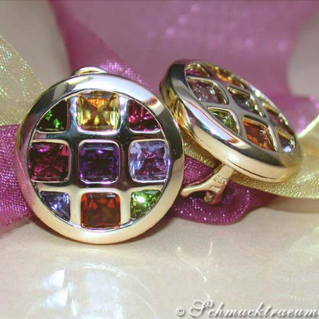 Sparkling Multicolor Gemstone Stud Earrings