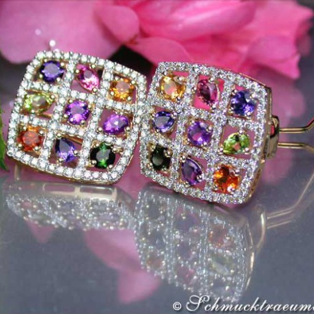 Multicolor Edelstein Ohrstecker mit Brillanten