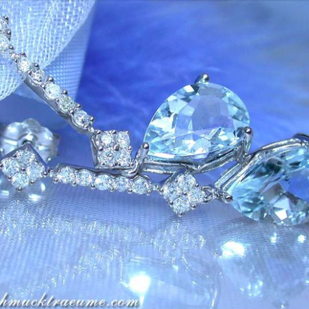 Enchanting Aquamarine Pear Earrings with Diamonds