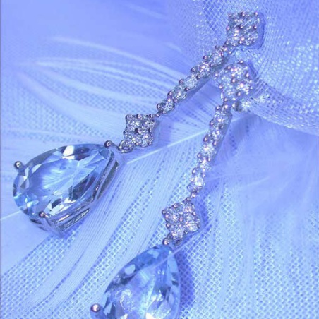 Enchanting Aquamarine Pear Earrings with Diamonds