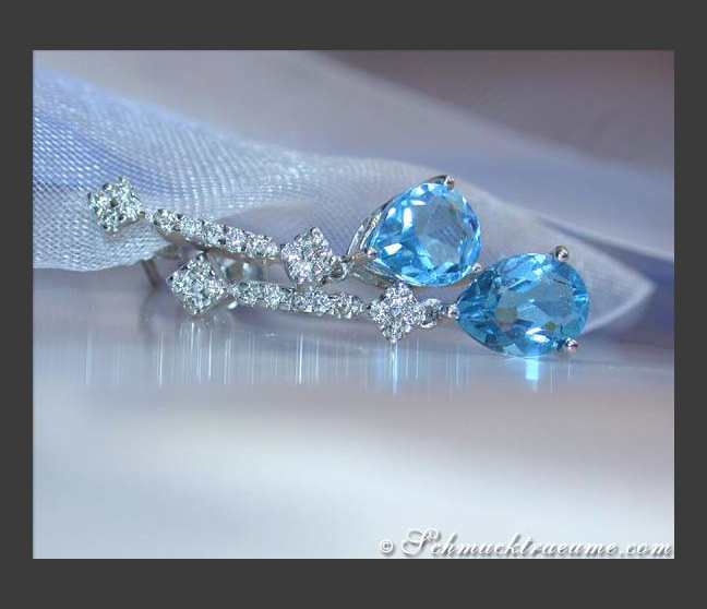 Cute Blue Topaz Earrings with Diamonds Cute Blue Topaz Earrings with Diamonds