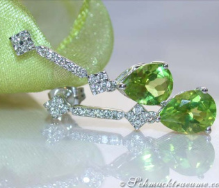 Timless Peridot Pear Earrings with Diamonds