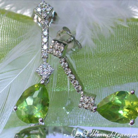 Timless Peridot Pear Earrings with Diamonds