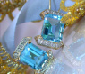 Pretty Blue Topaz Earrings with Diamonds