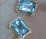 Pretty Blue Topaz Earrings with Diamonds