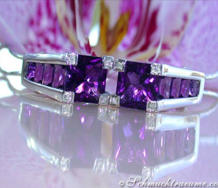 Interesting Amethyst Earrings with Diamonds