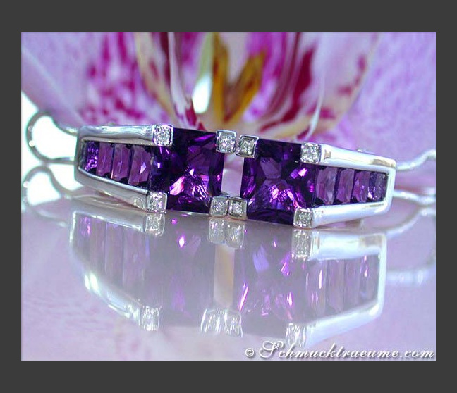 Interesting Amethyst Earrings with Diamonds