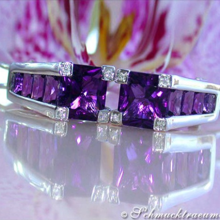 Interesting Amethyst Earrings with Diamonds
