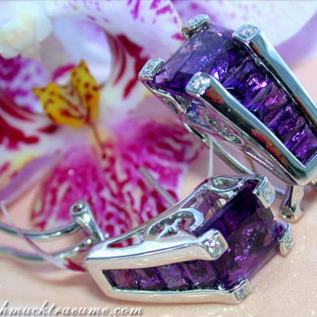Interesting Amethyst Earrings with Diamonds