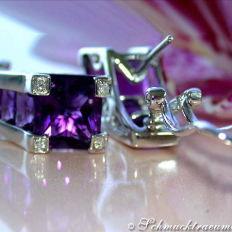 Interesting Amethyst Earrings with Diamonds