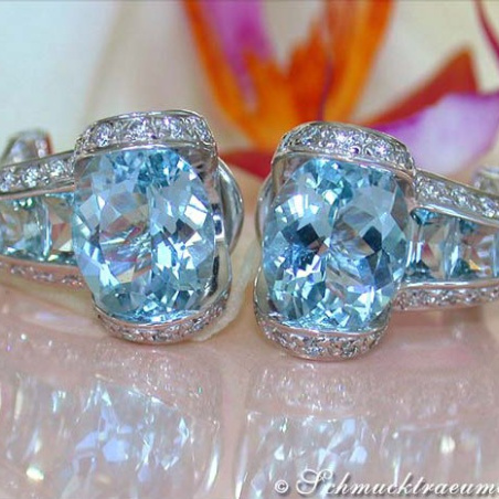 Gorgeous Aquamarine Diamond Earrings