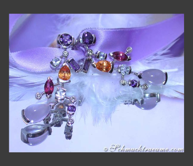 Terrific Multicolor Gemstone Earrings with Diamonds Terrific Multicolor Gemstone Earrings with Diamonds