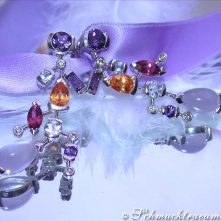 Terrific Multicolor Gemstone Earrings with Diamonds