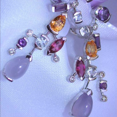 Terrific Multicolor Gemstone Earrings with Diamonds