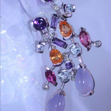 Terrific Multicolor Gemstone Earrings with Diamonds