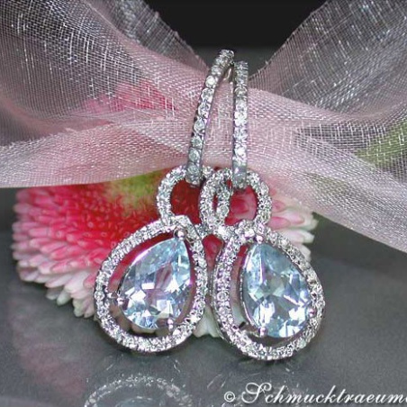 Aquamarin Ohrringe mit Diamanten