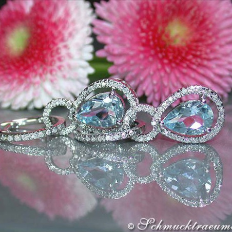Aquamarin Ohrringe mit Diamanten